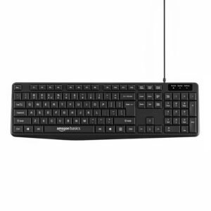 amazon basics Wired Keyboard with 104 Keys for Windows, Mac OS Computer