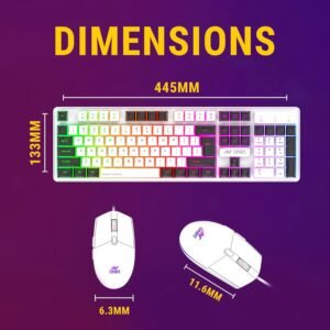Ant Esports KM1610 LED Gaming Keyboard and Mouse Combo, 104 Keys Rainbow Backlit Keyboard and 7 Colour RGB Mouse for PC Laptop Xbox PS4 Gamers and Work, White