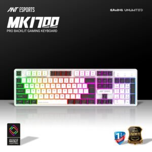 Ant Esports MK 1700 Wired Membrane Gaming Keyboard –with Backlit RGB LED, USB-A Connection, Quiet Keystrokes, 12 Multimedia Function Keys - for Computer, PC, Desktop, Gamer– 1...
