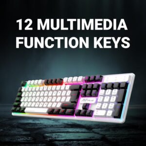 Ant Esports MK 1700 Wired Membrane Gaming Keyboard –with Backlit RGB LED, USB-A Connection, Quiet Keystrokes, 12 Multimedia Function Keys - for Computer, PC, Desktop, Gamer– 1...