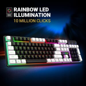 Ant Esports MK 1700 Wired Membrane Gaming Keyboard –with Backlit RGB LED, USB-A Connection, Quiet Keystrokes, 12 Multimedia Function Keys - for Computer, PC, Desktop, Gamer– 1...