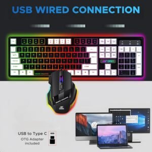 Ant Esports MK700 V2 Membrane TKL Wired Gaming Keyboard, 87 UV Coated Mechanical feel Keys Cool RGB Backlight Waterproof Keyboard for PC Laptop Mobile Tablets Gaming, Design and...