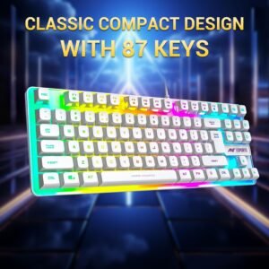 Ant Esports MK700 V2 Membrane TKL Wired Gaming Keyboard, 87 UV Coated Mechanical feel Keys Cool RGB Backlight Waterproof Keyboard for PC Laptop Mobile Tablets Gaming, Design and...