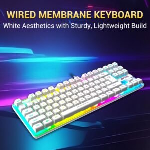 Ant Esports MK700 V2 Membrane TKL Wired Gaming Keyboard, 87 UV Coated Mechanical feel Keys Cool RGB Backlight Waterproof Keyboard for PC Laptop Mobile Tablets Gaming, Design and...