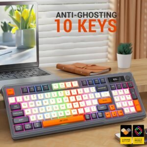 Ant Esports MK801 V2 Pro Wireless Mecha Membrane Backlit Gaming Keyboard 94 Keys 2.4G/Bluetooth Mode Compact Numeric Pad RGB Keyboard for Home Internet Cafe Game Room Office_...