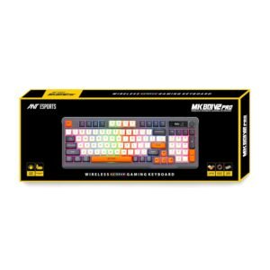 Ant Esports MK801 V2 Pro Wireless Mecha Membrane Backlit Gaming Keyboard 94 Keys 2.4G/Bluetooth Mode Compact Numeric Pad RGB Keyboard for Home Internet Cafe Game Room Office_...