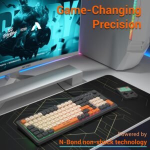 Ant Esports MK801 V2 Pro Wireless Mecha Membrane Backlit Gaming Keyboard 94 Keys 2.4G/Bluetooth Mode Compact Numeric Pad RGB Keyboard for Home Internet Cafe Game Room Office_...