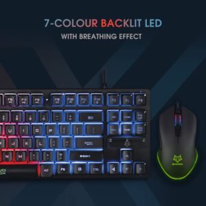 EvoFox Fireblade TKL Semi-Mechanical Gaming Keyboard with Rainbow Backlit& Breathing Effect, Floating Keycaps, 19 Anti-Ghosting & 12 Multimedia Keys, Windows Lock Key, Braided...