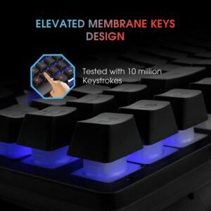 EvoFox Fireblade TKL Semi-Mechanical Gaming Keyboard with Rainbow Backlit& Breathing Effect, Floating Keycaps, 19 Anti-Ghosting & 12 Multimedia Keys, Windows Lock Key, Braided...