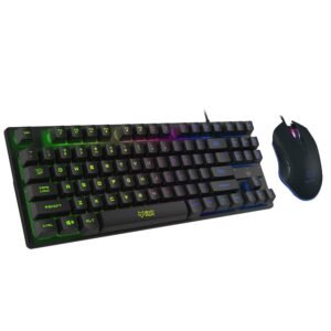 EvoFox Fireblade TKL Semi-Mechanical Gaming Keyboard with Rainbow Backlit& Breathing Effect, Floating Keycaps, 19 Anti-Ghosting & 12 Multimedia Keys, Windows Lock Key, Braided...