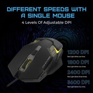EvoFox Starter Series Spectre USB Wired Gaming Mouse with Upto 3600 DPI Gaming Sensor | 6 Buttons Design | Upto 7 Million Clicks | 7 Colours Rainbow Lighting with Breathing...
