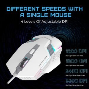 EvoFox Starter Series Spectre USB Wired Gaming Mouse with Upto 3600 DPI Gaming Sensor | 6 Buttons Design | Upto 7 Million Clicks | 7 Colours Rainbow Lighting with Breathing...