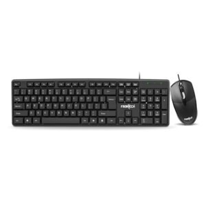 FRONTECH Wired Keyboard and Mouse Combo | Membrane Keys with Retractable Stands | USB Plug & Play | Ergonomic & Comfortable Design | 1 Year Warranty (1692, Black)