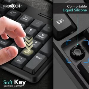 FRONTECH Wired Keyboard | Membrane Keys with Retractable Stands | USB Plug & Play | Ergonomic & Comfortable Design | 1 Year Warranty (FT-1672, Black)
