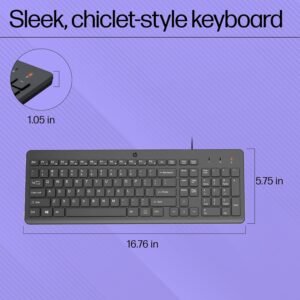 HP K100 Wired Keyboard, Quick, Comfy and Accurate, USB Plug & Play Setup,LED Indicators(7J4G1AA)