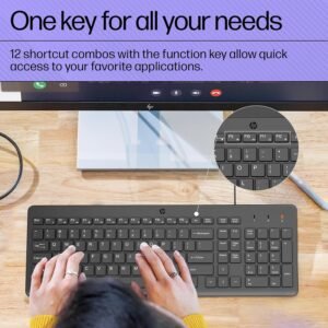 HP K100 Wired Keyboard, Quick, Comfy and Accurate, USB Plug & Play Setup,LED Indicators(7J4G1AA)