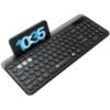 Portronics Bubble 3.0 Wireless Keyboard with Bluetooth + 2.4 GHz USB Receiver, Rechargeable Battery, Dual Height Adjustment, Multimedia Hotkeys with Numpad, for Laptop, PC,...