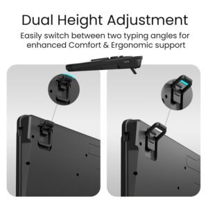 Portronics Bubble 3.0 Wireless Keyboard with Bluetooth + 2.4 GHz USB Receiver, Rechargeable Battery, Dual Height Adjustment, Multimedia Hotkeys with Numpad, for Laptop, PC,...