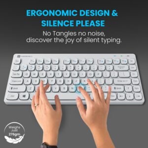 Portronics Bubble Multimedia Wireless Keyboard 2.4 GHz & Bluetooth 5.0 Connectivity, Noiseless Experience, Compact Size for iOS iPad Air, Pro, Mini, Android, Windows Tablets PC...