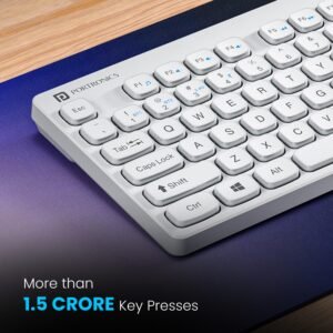 Portronics Bubble Multimedia Wireless Keyboard 2.4 GHz & Bluetooth 5.0 Connectivity, Noiseless Experience, Compact Size for iOS iPad Air, Pro, Mini, Android, Windows Tablets PC...