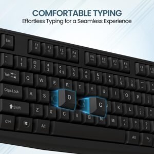 Portronics Ki-Pad 4 USB Wired Keyboard with Fn Multimedia Hotkeys, Full-Size Layout with Num Pad, Ergonomic Design, 1.5m USB Cable, for Laptop, PC, Mac (Black)