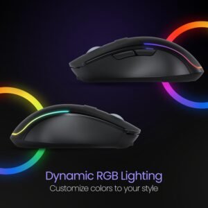 Portronics Toad One Bluetooth Mouse with 2.4 GHz & BT 5.3 Dual Wireless, 6 Buttons, Rechargeable, RGB Lights, Connect 3 Devices, Ergonomic Design for Laptop, Smartphone, Tablet...