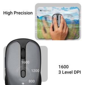 ZEBRONICS Charm Rechargeable Wireless Mouse, Dual Mode (2.4GHz + BT), Dual Bluetooth, Upto 1600 DPI, Silent Operation, 6 Buttons, Comfortable & Ergonomic, for Mac | Laptop |...