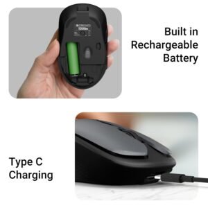 ZEBRONICS Charm Rechargeable Wireless Mouse, Dual Mode (2.4GHz + BT), Dual Bluetooth, Upto 1600 DPI, Silent Operation, 6 Buttons, Comfortable & Ergonomic, for Mac | Laptop |...