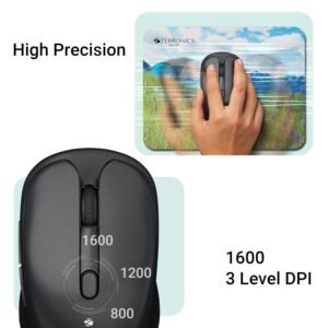ZEBRONICS Charm Rechargeable Wireless Mouse, Dual Mode (2.4GHz + BT), Dual Bluetooth, Upto 1600 DPI, Silent Operation, 6 Buttons, Comfortable & Ergonomic, for Mac | Laptop |...