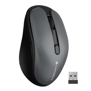 ZEBRONICS Charm Rechargeable Wireless Mouse, Dual Mode (2.4GHz + BT), Dual Bluetooth, Upto 1600 DPI, Silent Operation, 6 Buttons, Comfortable & Ergonomic, for Mac | Laptop |...