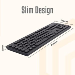 Zebronics K24 Wired USB Keyboard, 104 Keys, Long Life 8 Million Keystrokes, Silent & Comfortable Use, Slim Design, Retractable Stand, 1.5 Meter Textured Cable, UV Coated keycaps