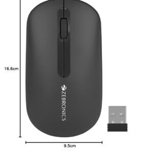 ZEBRONICS Pulse Wireless Mouse, Multi Connectivity, Dual Bluetooth, for Mac, Laptop, Computer, Tablet, 2.4GHz, 1200 DPI, Comfortable & Lightweight (Black)