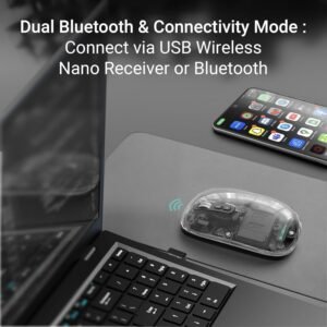 ZEBRONICS Sheer Rechargeable Wireless Mouse, Dual Mode (2.4GHz + BT), Dual Bluetooth, Silent Operation, Transparent Body, RGB, Battery Indicator, for Mac | Laptop | Computer...