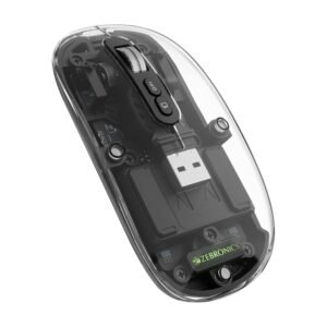 ZEBRONICS Sheer Rechargeable Wireless Mouse, Dual Mode (2.4GHz + BT), Dual Bluetooth, Silent Operation, Transparent Body, RGB, Battery Indicator, for Mac | Laptop | Computer...