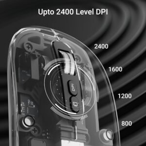 ZEBRONICS Sheer Rechargeable Wireless Mouse, Dual Mode (2.4GHz + BT), Dual Bluetooth, Silent Operation, Transparent Body, RGB, Battery Indicator, for Mac | Laptop | Computer...