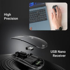 ZEBRONICS Sheer Rechargeable Wireless Mouse, Dual Mode (2.4GHz + BT), Dual Bluetooth, Silent Operation, Transparent Body, RGB, Battery Indicator, for Mac | Laptop | Computer...