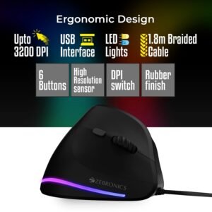Zebronics-Transformer-M with a High-Performance Gold-Plated USB Mouse: 6 Buttons, Multi-Color LED Lights,High-Resolution Sensor with max 3600 DPI, and DPI Switch(White)
