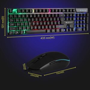 Zebronics War Gaming Keyboard and Mouse Combo,Gold Plated USB, Braided Cable,Multicolour LEDs/Gaming Mouse with breathing LEDs and 3200 DPI