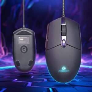 ZEBRONICS WAR M, Wired Gaming Mouse with 6 Buttons, High Precision Sensor, up to 4200 DPI, Gold Plated USB Interface, Breathing LED, 1.8m Braided Cable