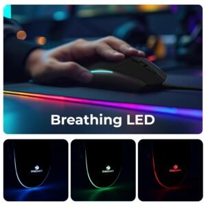 ZEBRONICS WAR M, Wired Gaming Mouse with 6 Buttons, High Precision Sensor, up to 4200 DPI, Gold Plated USB Interface, Breathing LED, 1.8m Braided Cable