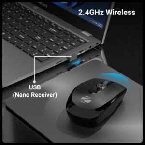 ZEBRONICS Wireless Mouse, 2.4GHz, 3200 DPI, 3 Buttons, Comfortable & Ergonomic, USB Nano Receiver, Power-Saving Mode, Works on Most Surfaces, for Mac | Laptop | Computer...