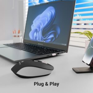 ZEBRONICS Zeb-Jaguar Wireless Mouse, 2.4GHz with USB Nano Receiver, High Precision Optical Tracking, 4 Buttons, Plug & Play, Ambidextrous, for PC/Mac/Laptop (Black+Grey)