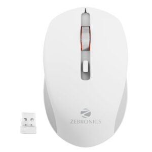 ZEBRONICS Zeb-Jaguar Wireless Mouse, 2.4GHz with USB Nano Receiver, High Precision Optical Tracking, 4 Buttons, Plug & Play, Ambidextrous, for PC/Mac/Laptop (Black+Grey)