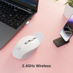 ZEBRONICS Zeb-Jaguar Wireless Mouse, 2.4GHz with USB Nano Receiver, High Precision Optical Tracking, 4 Buttons, Plug & Play, Ambidextrous, for PC/Mac/Laptop (Black+Grey)